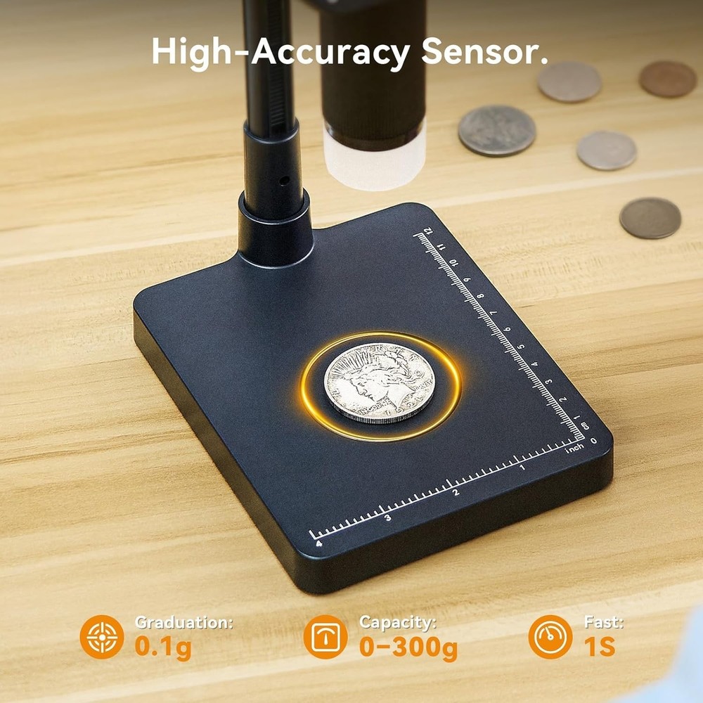 Coin Microscope with Scale：4.3" Digital Microscope with Adjustable LED, Error...