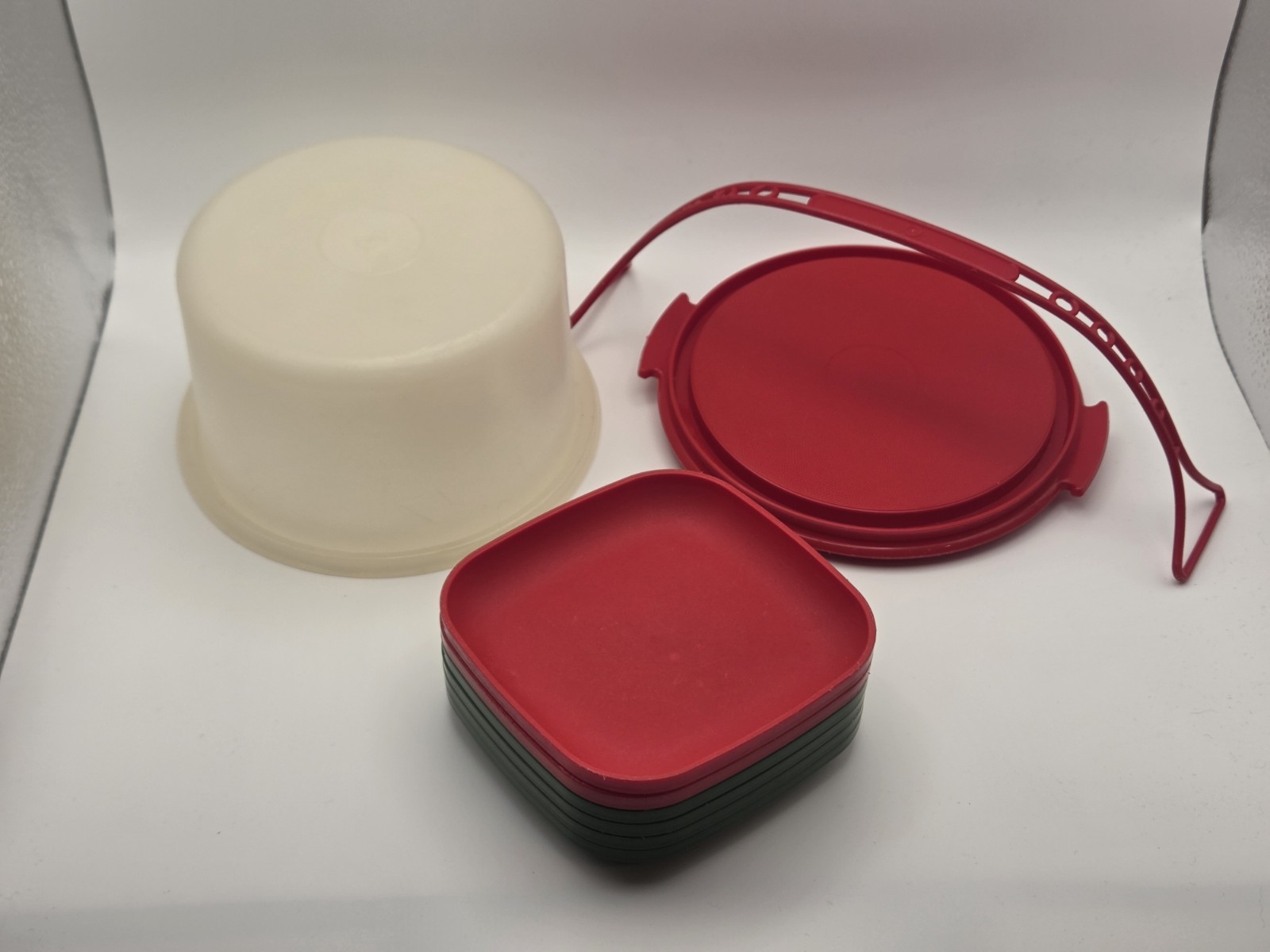 Vintage Tupperware Toys Plates And Cake Carrier