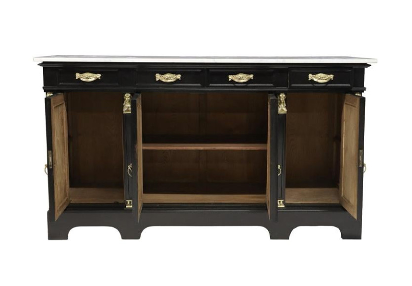 Empire Buffet with Marble Top and original Brass Hardware