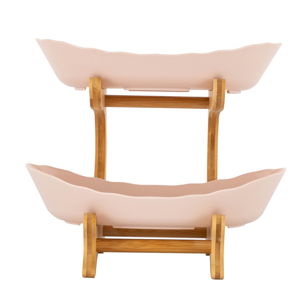 2 Tier Fruit Bowl, Fruit Basket Stand, Fruit Serving Tray Beige