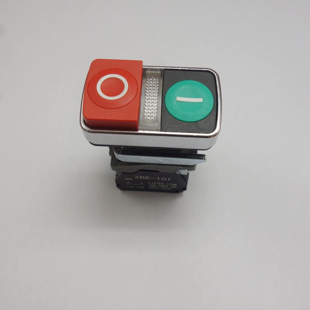 Double-headed pushbutton Fits XB4BW73731B5 Green flush, Red extended, Middle LED
