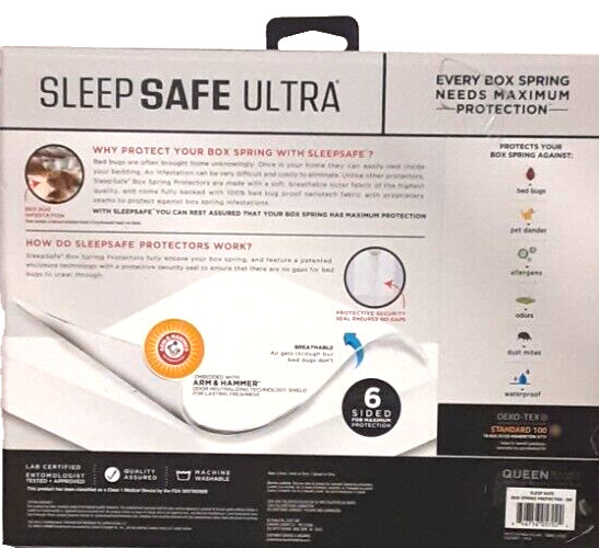 Sleep Safe Ultra Queen Size Ultimate Box Spring Protector NIB
