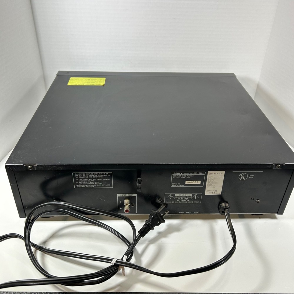Sony CDP-C225 High Density Linear Converter Compact CD Player - TESTED No Remote