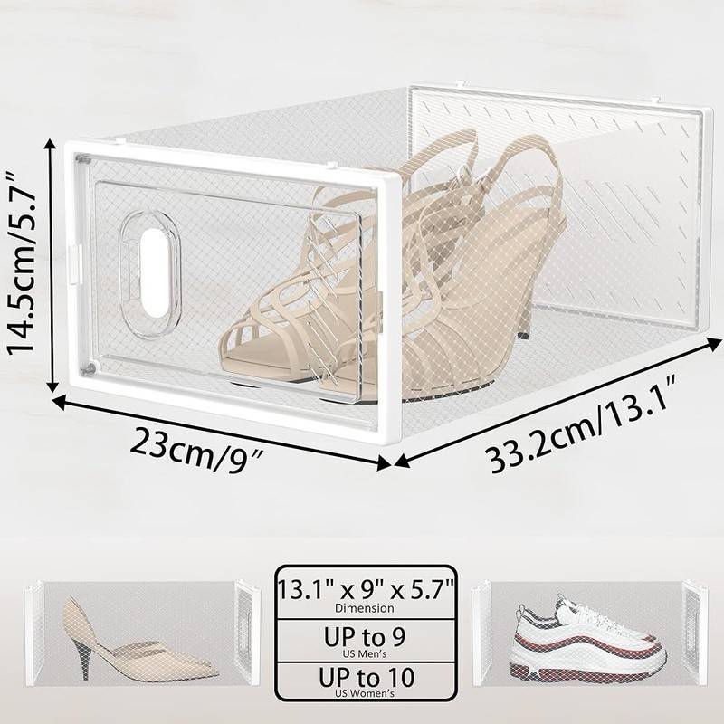 Stackable Shoe Storage Box Magnetic Door Ventilation Aromatherapy Organizer New