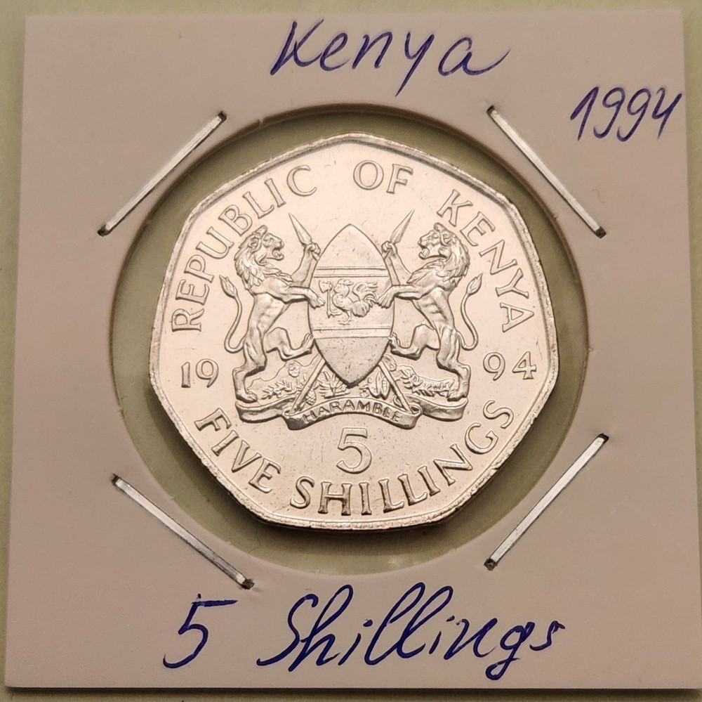 Kenya coin,  5 Shillings,  1994