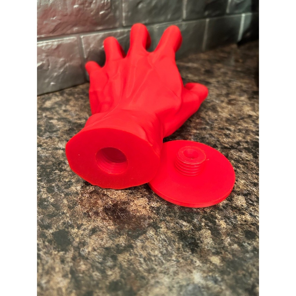 Bright Red 3D Printed Hand Shaped Holder Organizer w. Removable Base wall mount