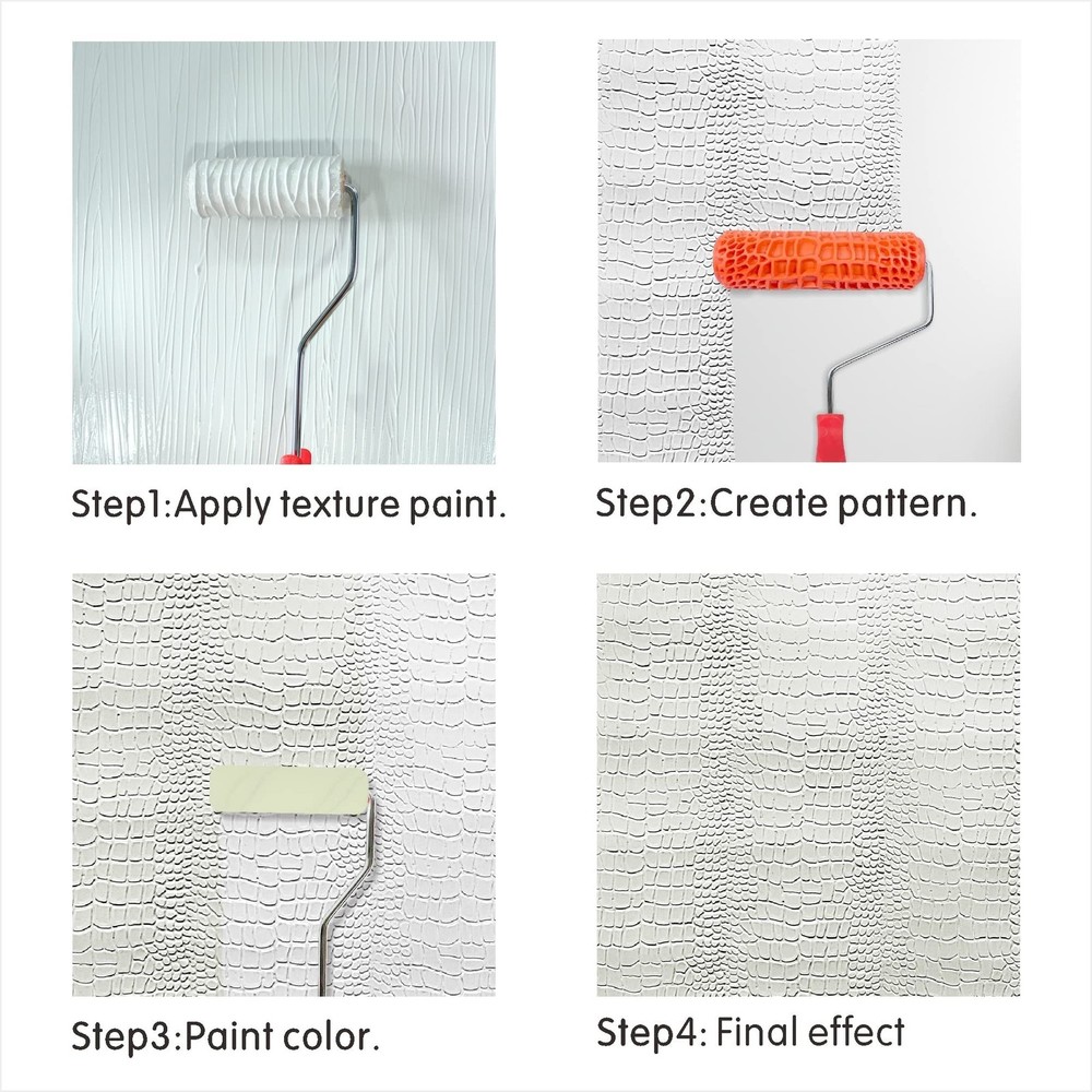 7'' Texture Roller DIY Decorative Art Pattern Paint Roller Rubber Roller for ...