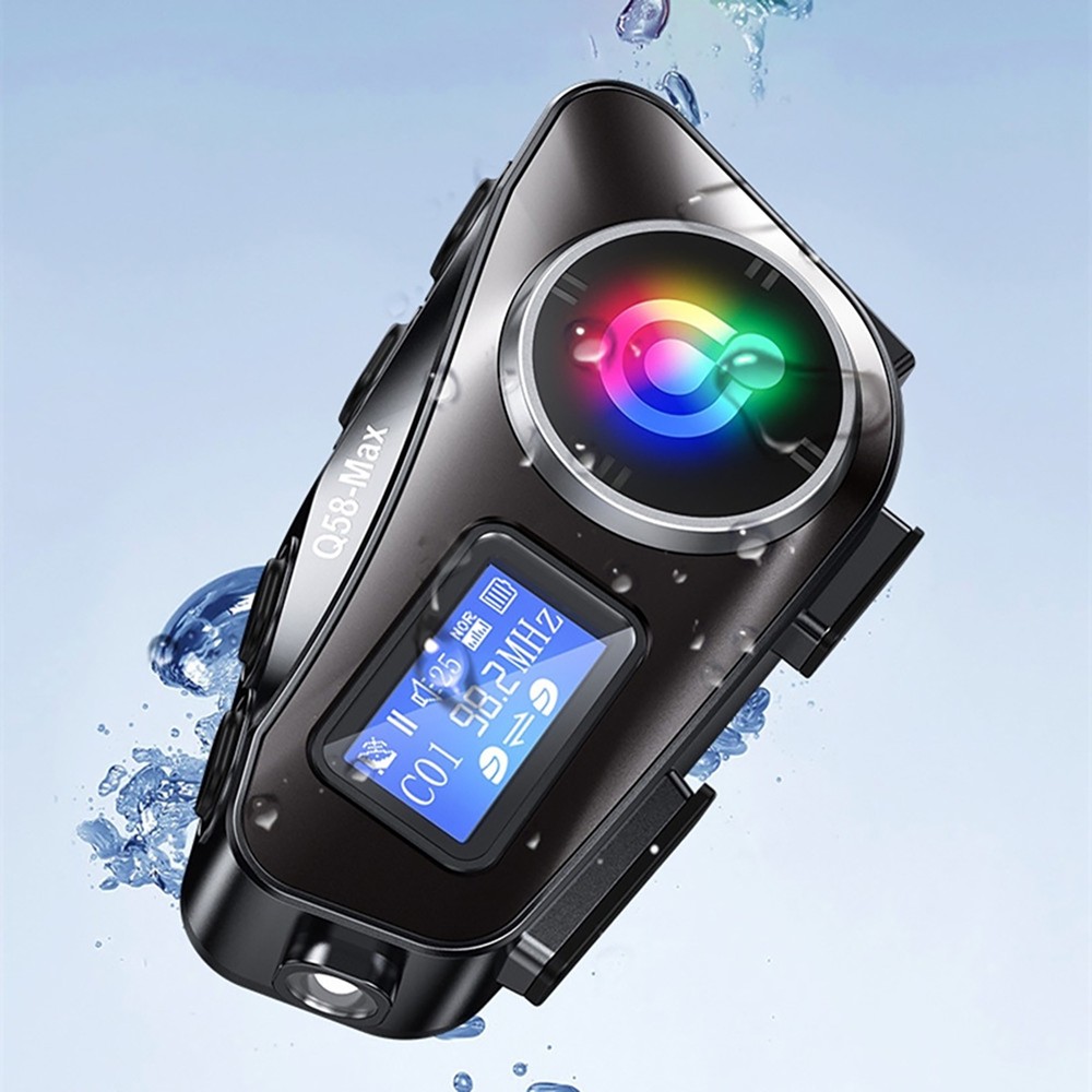 Motorcycle Intercom Music Bluetooth Helmet Headset LCD Display Waterproof