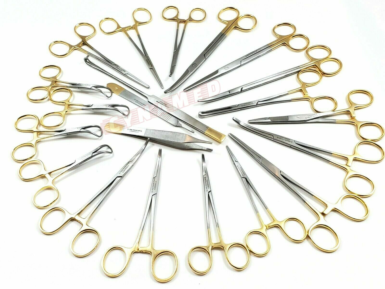 GERMAN 82 PCS GOLD HANDLE GENERAL SURGERY SPAY PACK DENTAL SURGICAL INSTRUMENTS