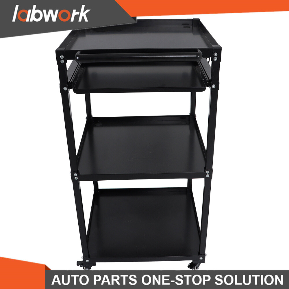 Labwork 3-Shelf Mobile Workstation Cart AV Cart Aluminum Shelf Office Desk