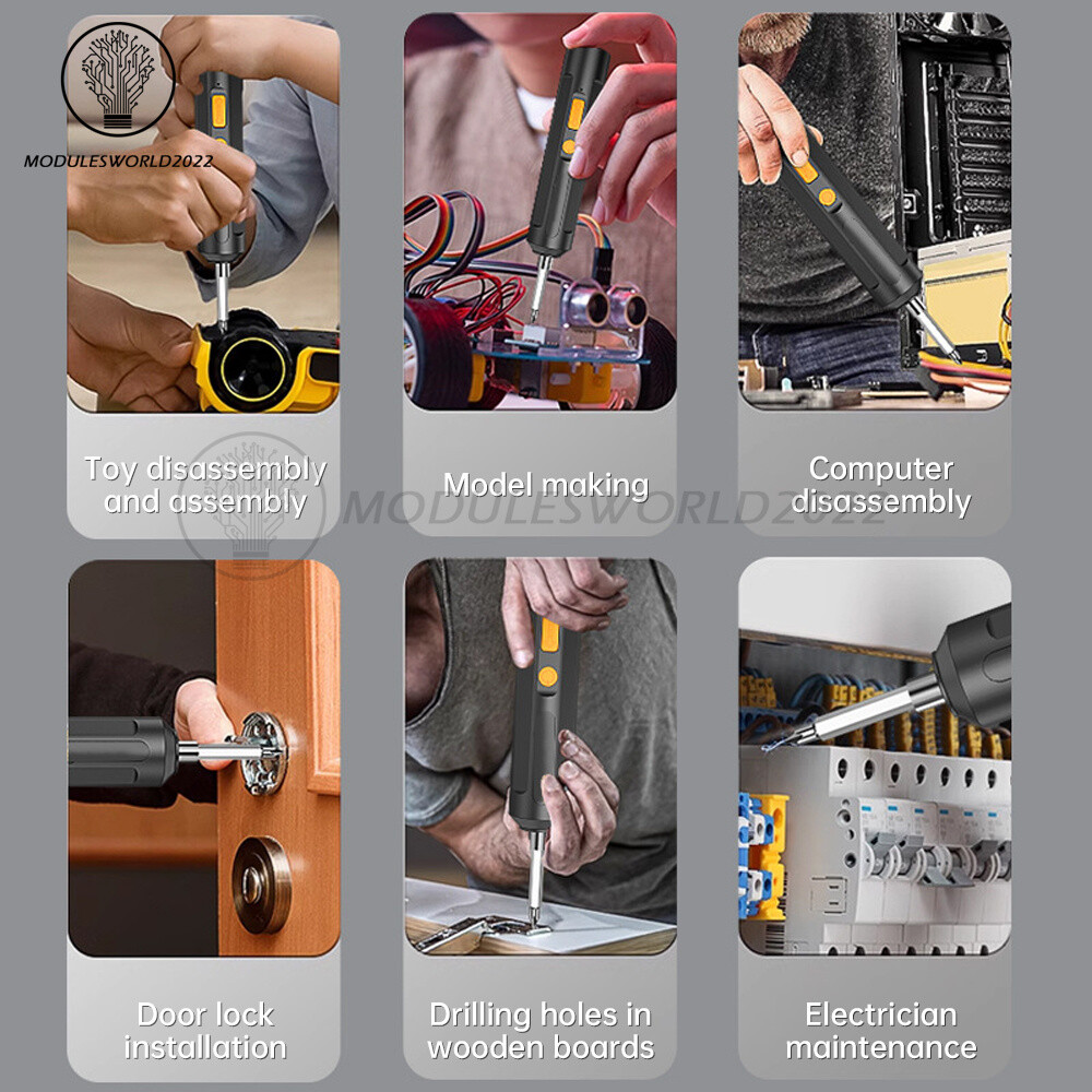 Cordless Electric Screwdriver USB Rechargeable Power Tool with Screw Driver Bit