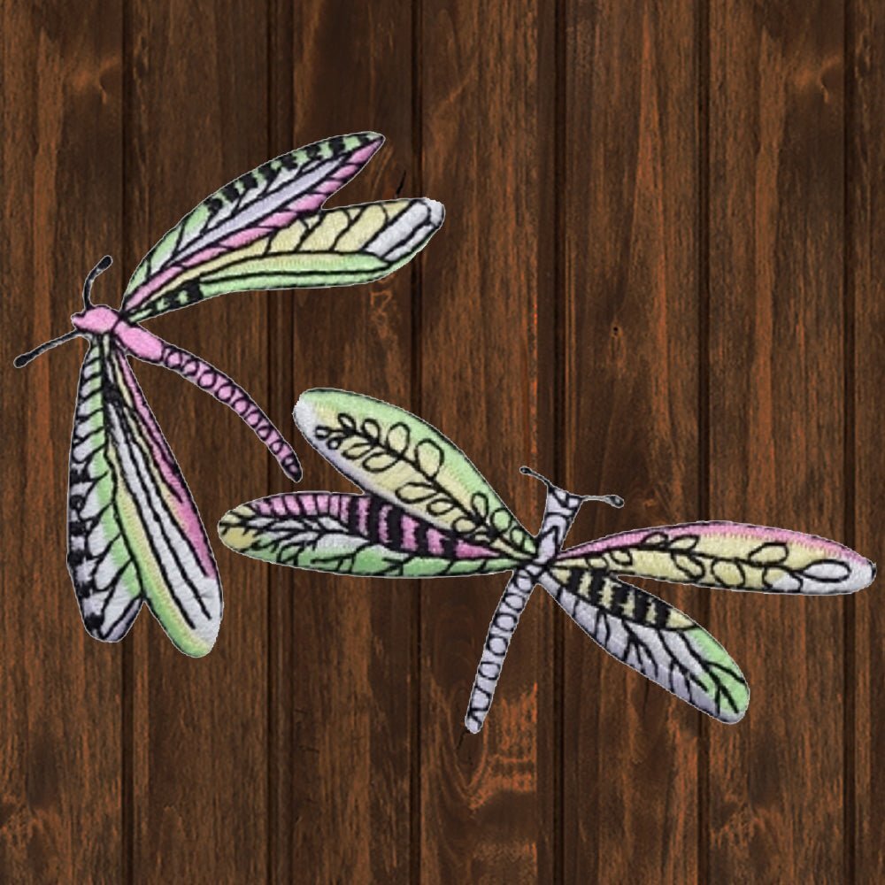 Colorful Dragonfly Embroidered Patch — 2-Pack — Iron On