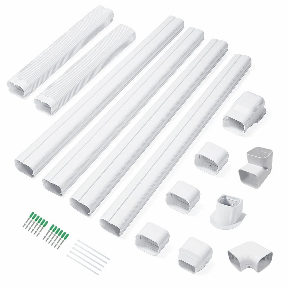 3'' 17 Ft Mini Split Line Set Cover, PVC & PP Line Cover Set Universal for Mi...