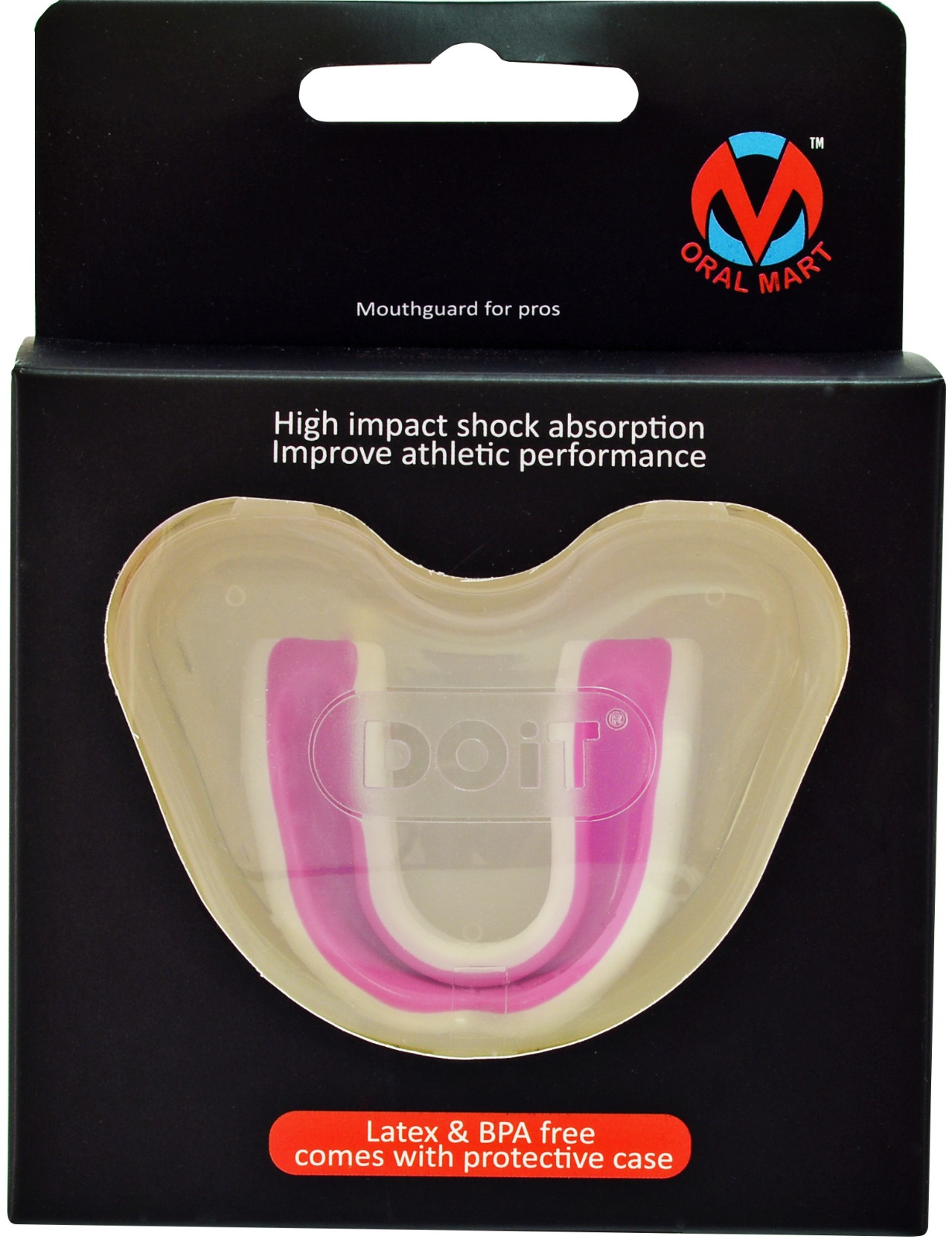 Oral Mart Lacrosse Hockey Karate Mouth Guard For Kids Girls (White/Pink)