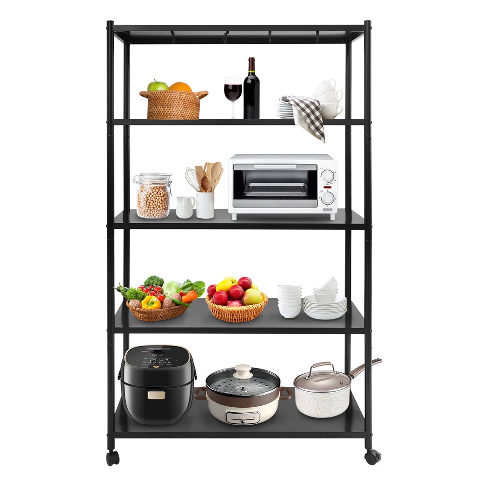 Adjustable Kitchen Storage Rack with Wheels, Storage Rack, 5 Tier Storage Rack