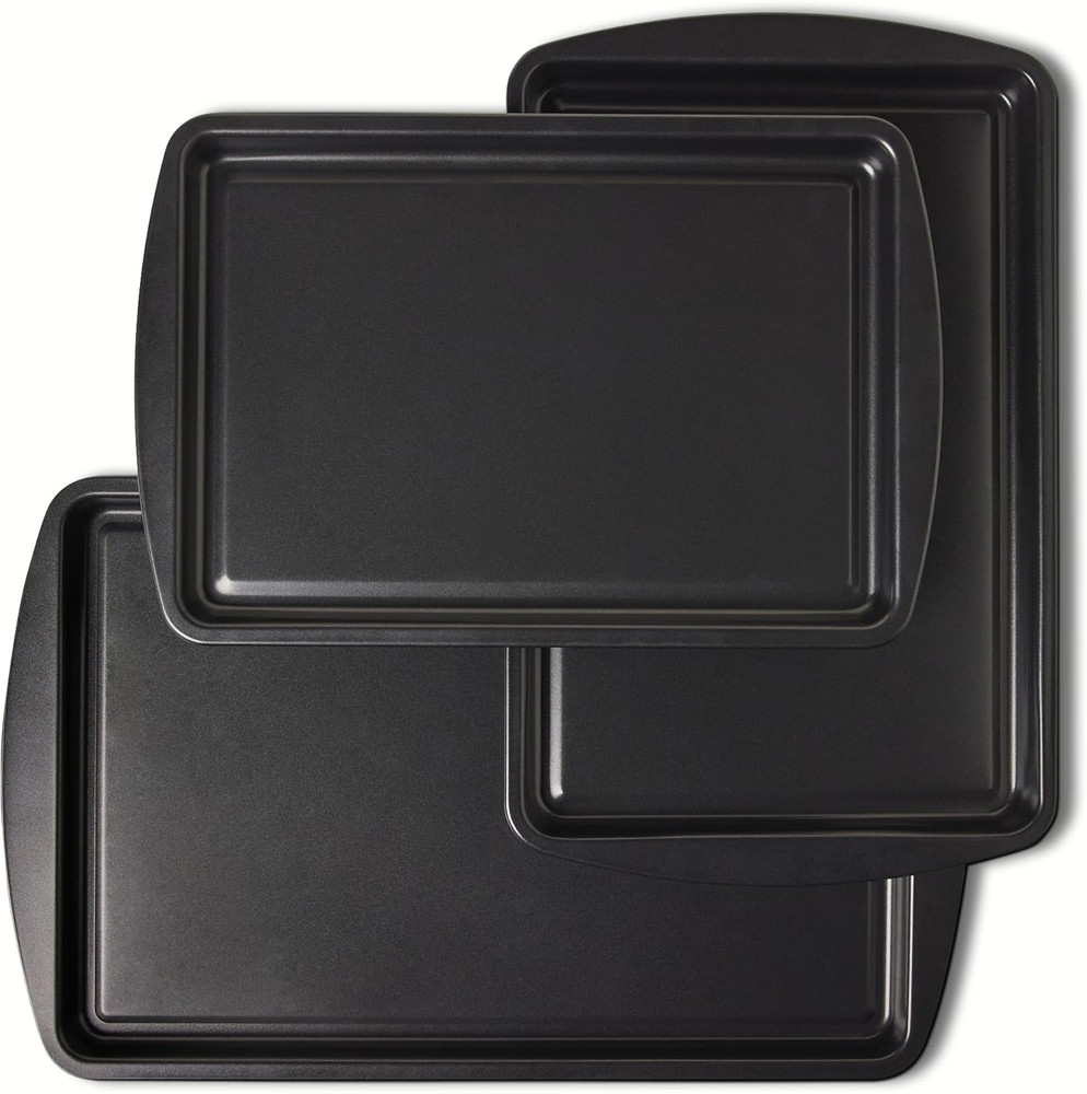 Nonstick Baking Sheets 3-Piece Set, Stackable to save Space, Dishwasher and Oven