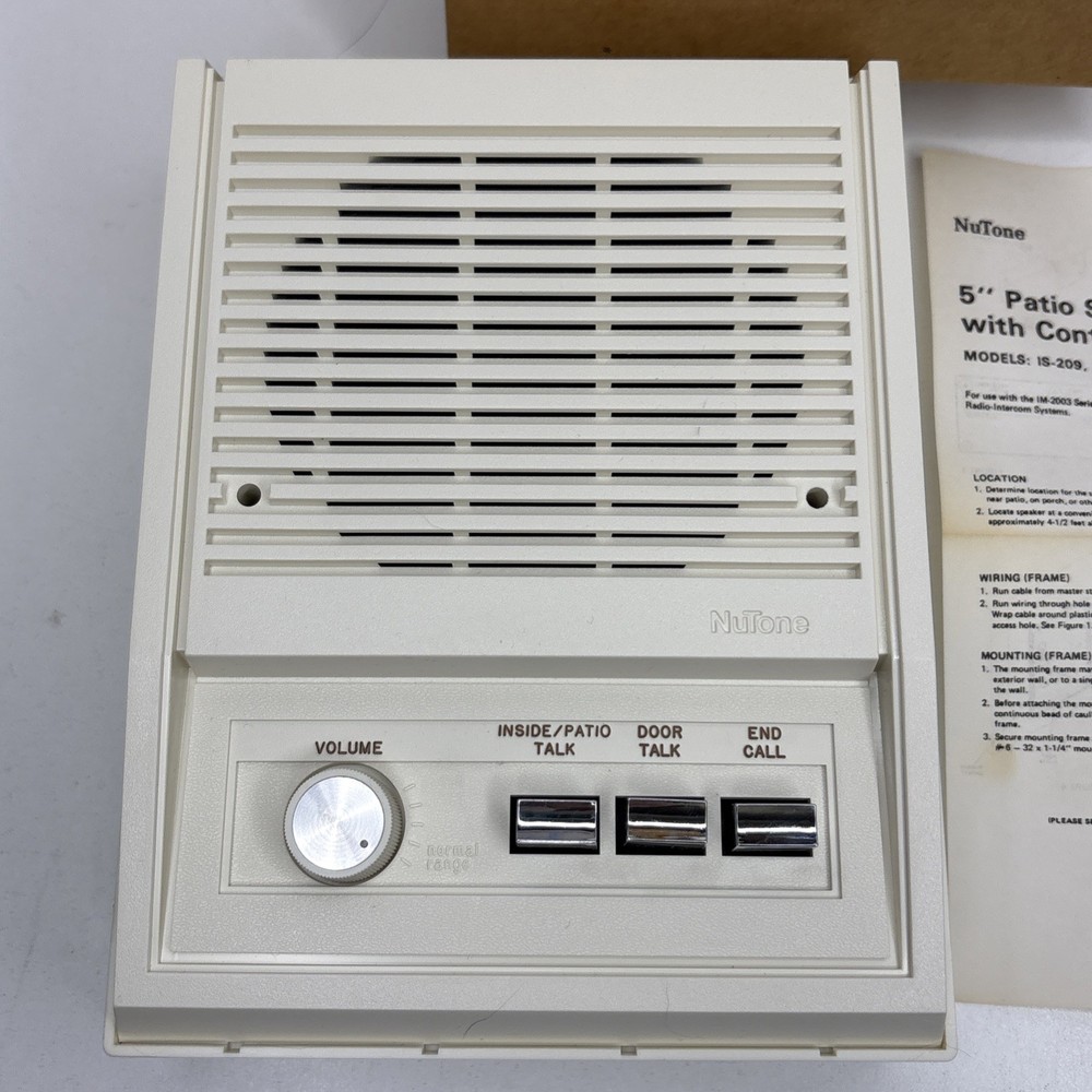 NUTONE IS-309 5" Outside Patio Speaker 3003 Intercom Adobe White NOS Open Box