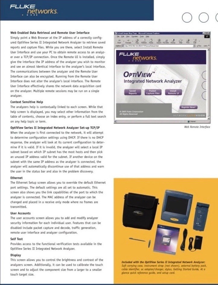 Fluke Network Optiview Series II Integrated Network Analyzer Excellent Condition