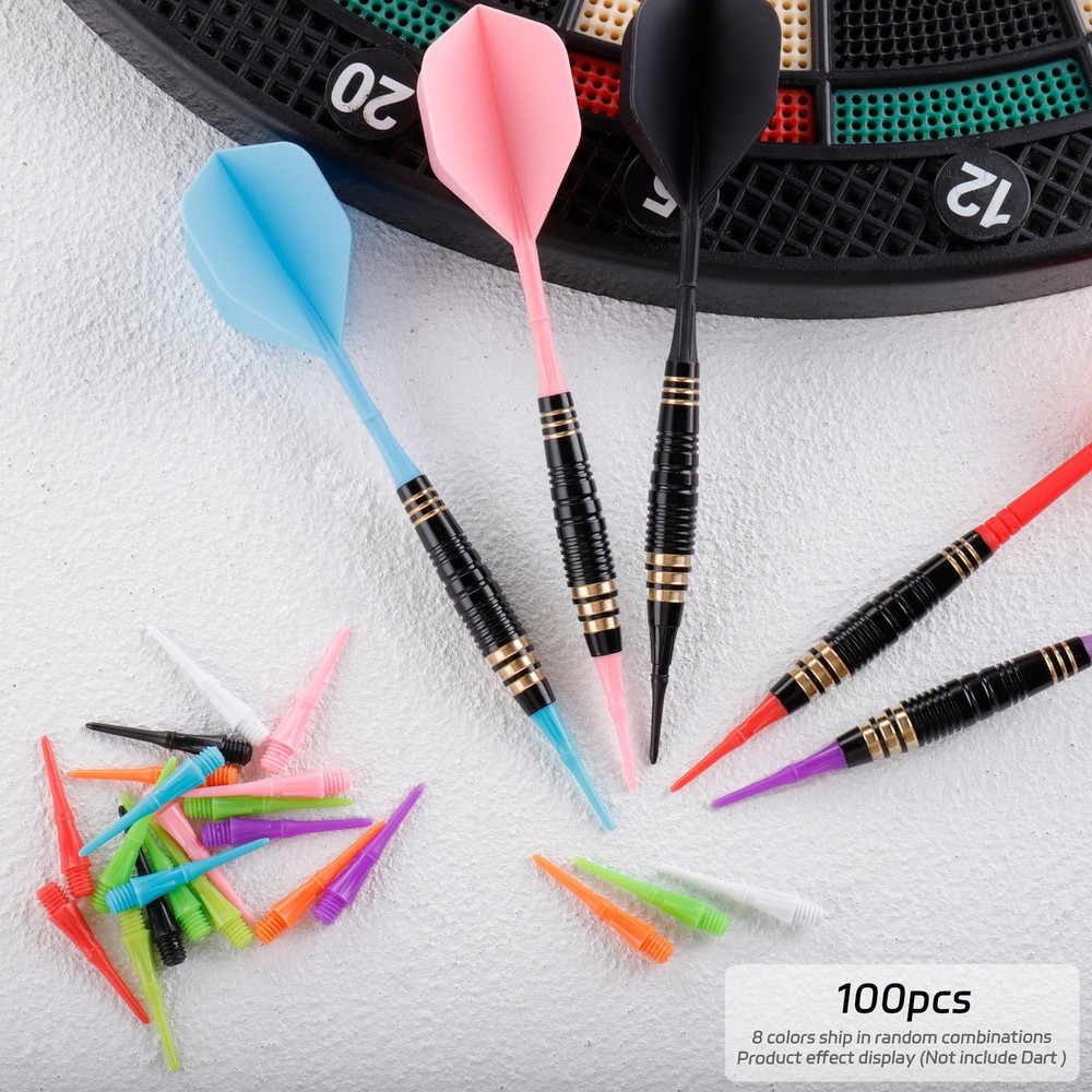 CyeeLife 2BA Thread Plastic Tip Dart Points, 8 Mixed Colors 2BA, 100pcs