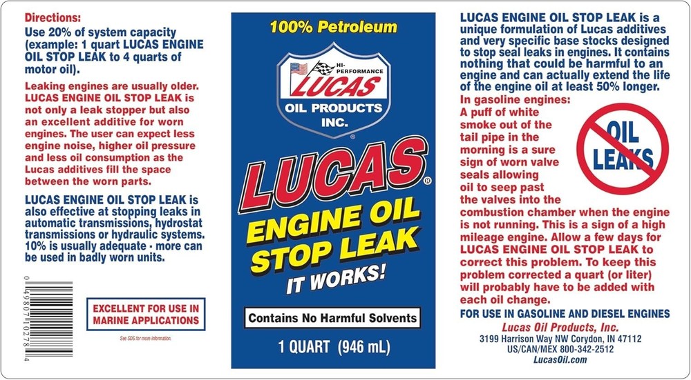 1 Quart Universal Engine Oil Stop Leak - Eco-Friendly & Effective Solution