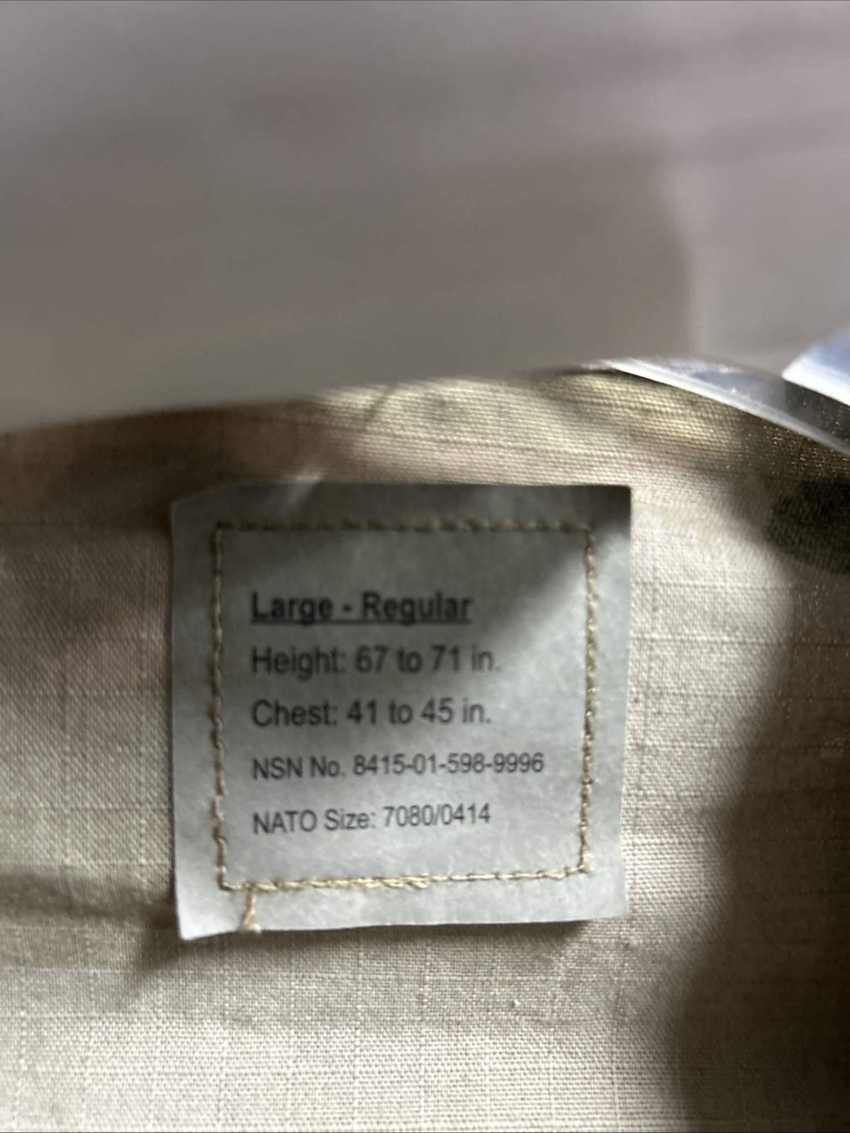 Army Combat Jacket Multicam Flame Resistant Uniform Coat Large Regular NWT