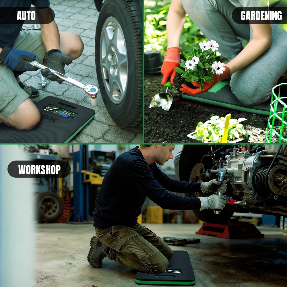 Extra Thick Kneeling Pads for Work, Mechanic Mat with Tool Tray & Handle, Hig...