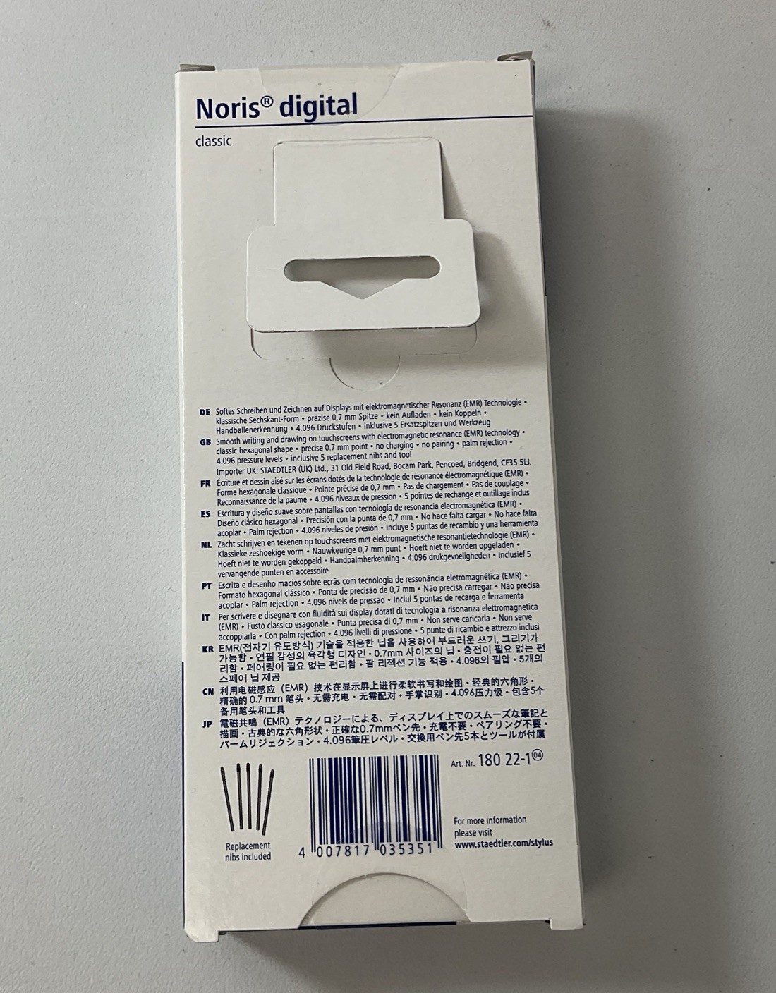 STAEDTLER Noris Digital Classic EMR Stylus Pen, 0.7mm Tip - 180-22-1 - NEW