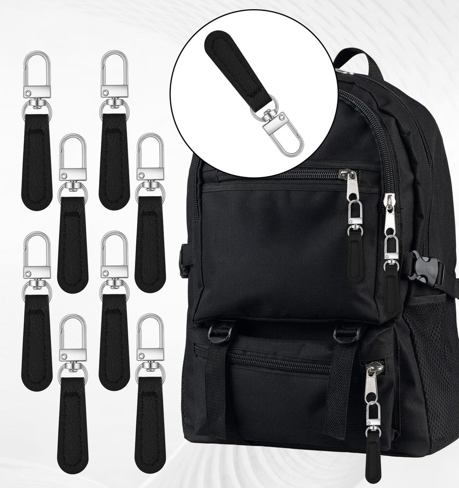 8 Pcs Zipper Pull Leather, Black Detachable Zipper Pull Replacement for Purse...