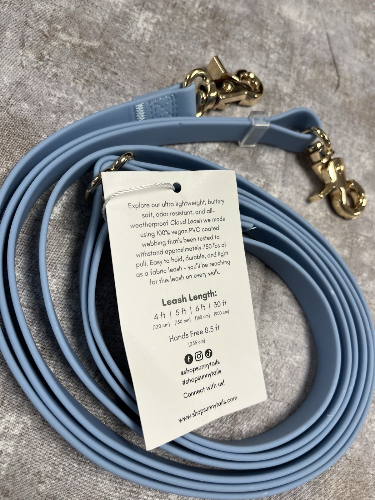 Sunny Tails CLOUD Dog Leash~4 in 1 Hands Free Leash / 8.5 ft/ Long / blue