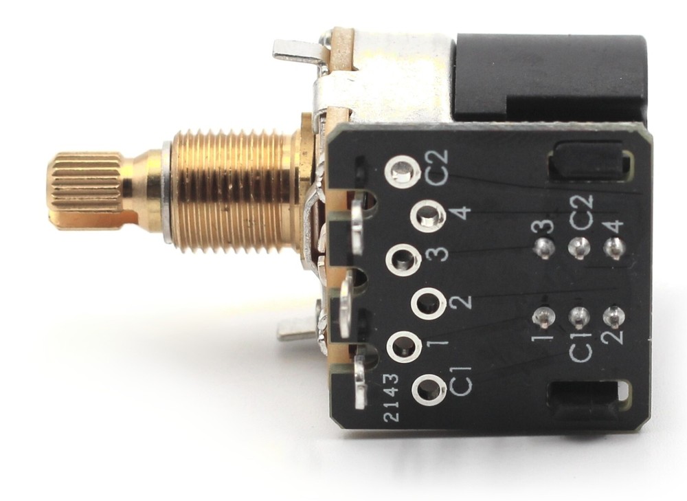 CTS 500K PUSH/PULL SHORT (3/8") SPLIT SHAFT AUDIO TAPER POT w/ Diagram - Single