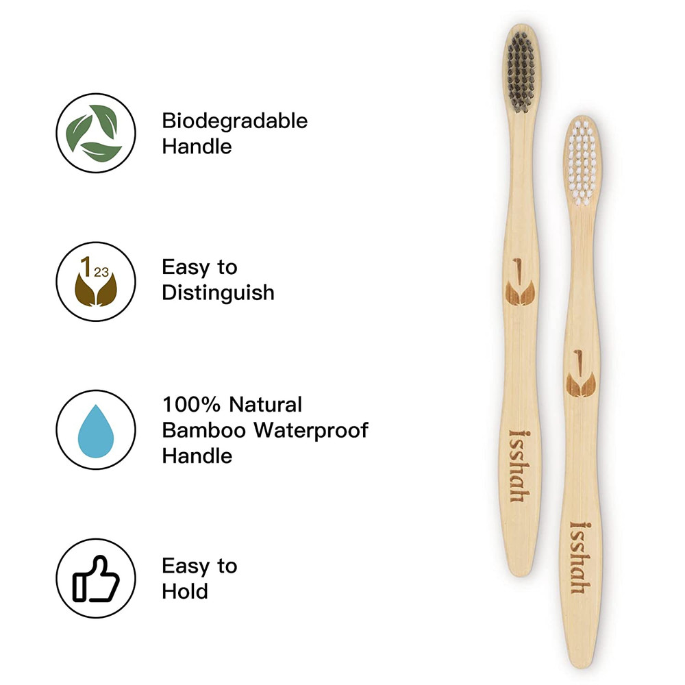 30 Pack Bamboo Toothbrushes Medium Bristles Eco Friendly Biodegradable Bulk Set