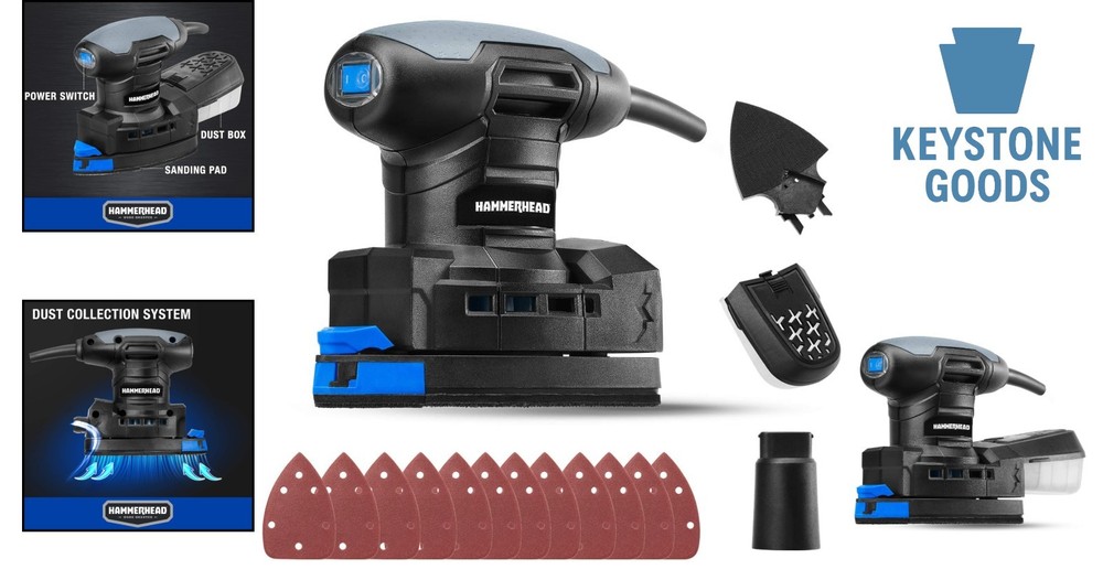 1.4-Amp Multi-Function Detail Sander with 12pcs Sandpaper & Dust Collection