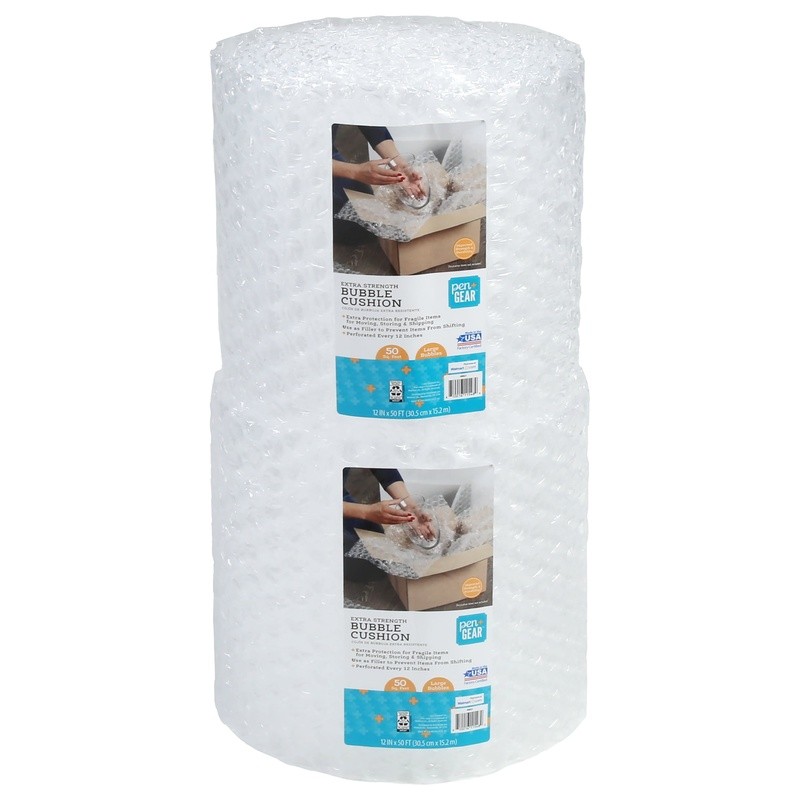 Extra Strength Bubble Cushion Packing Shipping Protection 2-Pack Rolls Clear