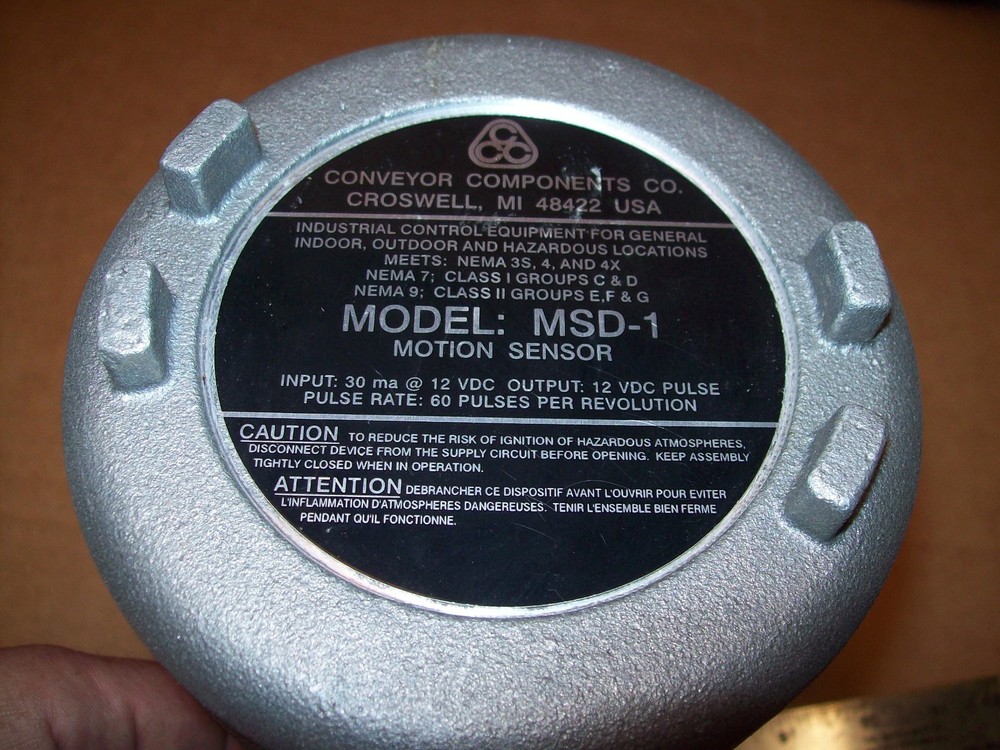 NEW CONVEYOR COMPONENTS MSD-1 HAZARDOUS LOCATION MOTION SENSOR N769