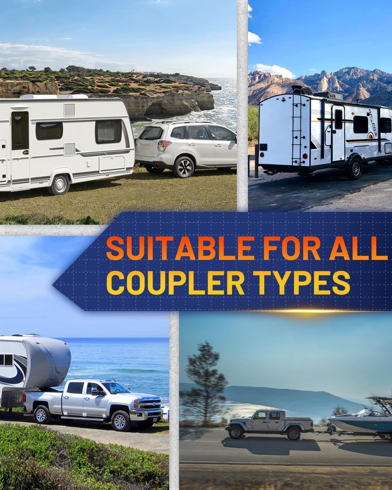 METOWARE Universal Trailer Coupler Lock, Adjustable 1 PACK, YELLOW-BLACK