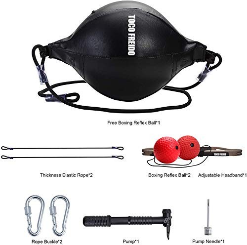 Double End Punching Ball Speed Bag - Adjustable Difficulty Reflex Training Kit f