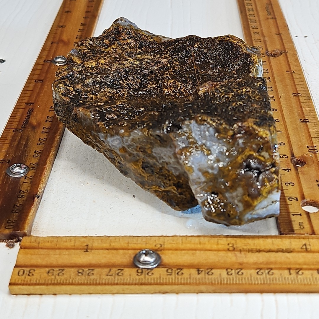 Agua Nueva agate rough. Beautiful light blue banded agate, with drusy 1LB 1.6oz.