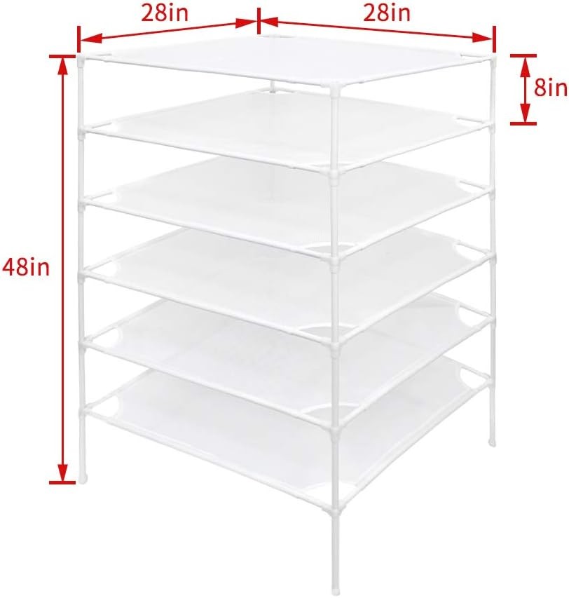 6 Tier Mesh Sweater Drying Rack Foldable Stackable Clothes Dryer White New