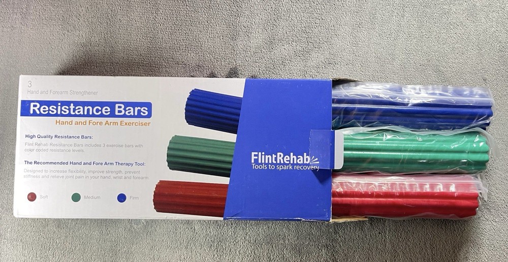 FlintRehab Flex Bars 3 Pack Multicolor Hand Therapy Resistance Exercise Bars