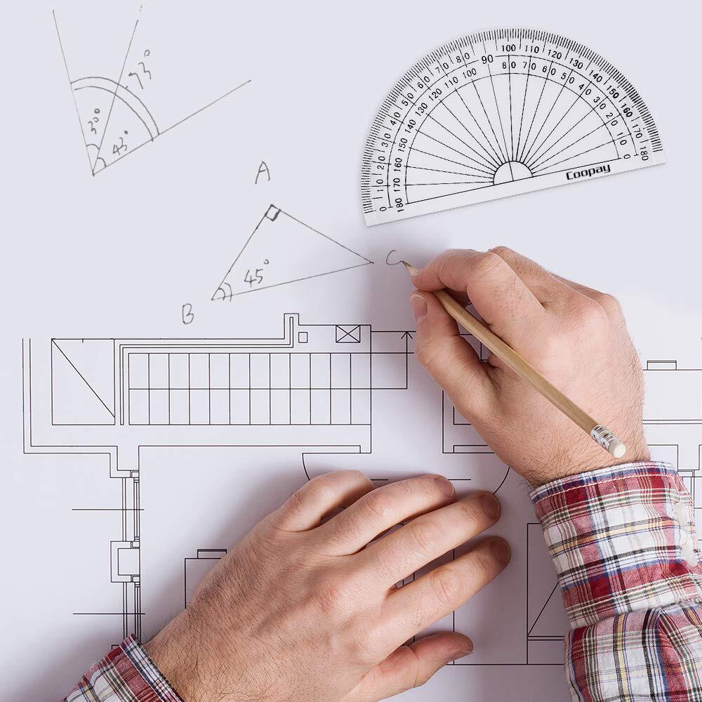 24 Pack Plastic Protractors Clear Protractor Student Math Protractor Set 180 ...