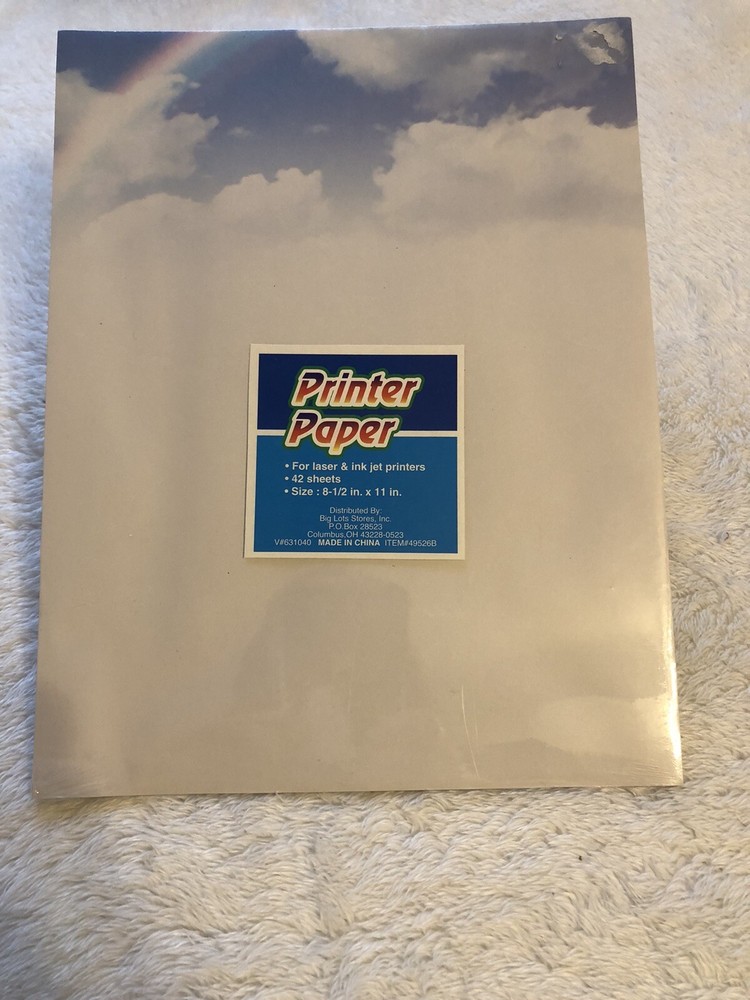 Printer Paper, 2 Packs, 42 Sheets Each. 8.5x11”, Clouds
