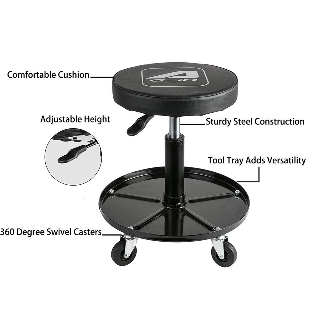 LT2A Heavy-Duty Adjustable Mechanic's Roller Seat Adjustable Rolling Stool wi...