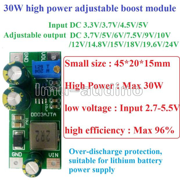 6A 30W DC 2.7 5.5V to 3.5 24V DC DC Adjustable Boost Converter Step Up Module