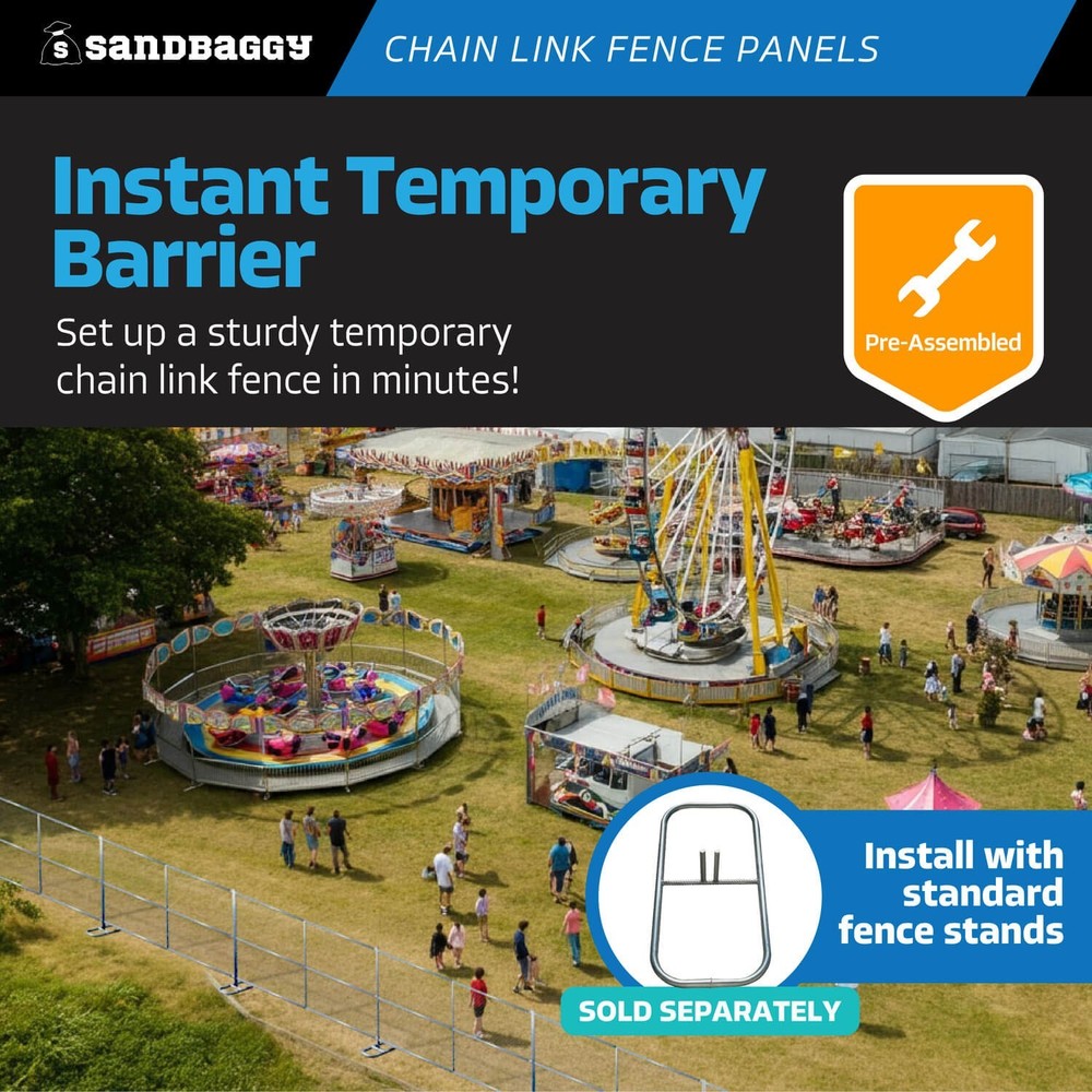 8 ft Temporary Chain Link Fence Panel (Galvanized) - 10 QTY