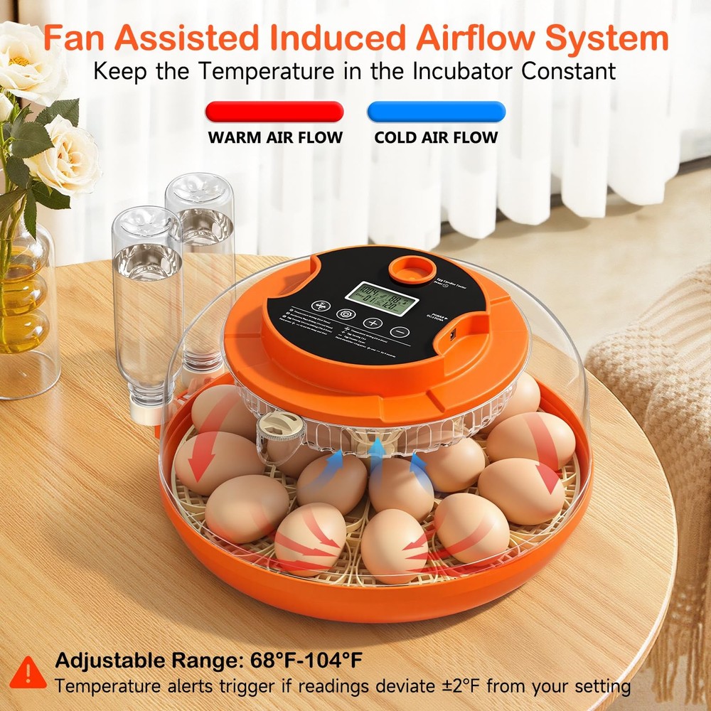 Onsju 18 Egg Incubators for Hatching Eggs, Automatic Turning 18H, Orange