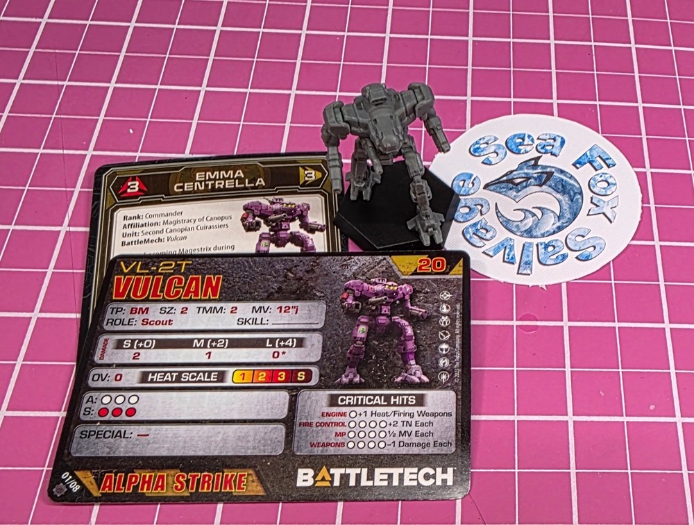 BattleTech Vulcan Mech  -- Inner Sphere Security Lance + Cards