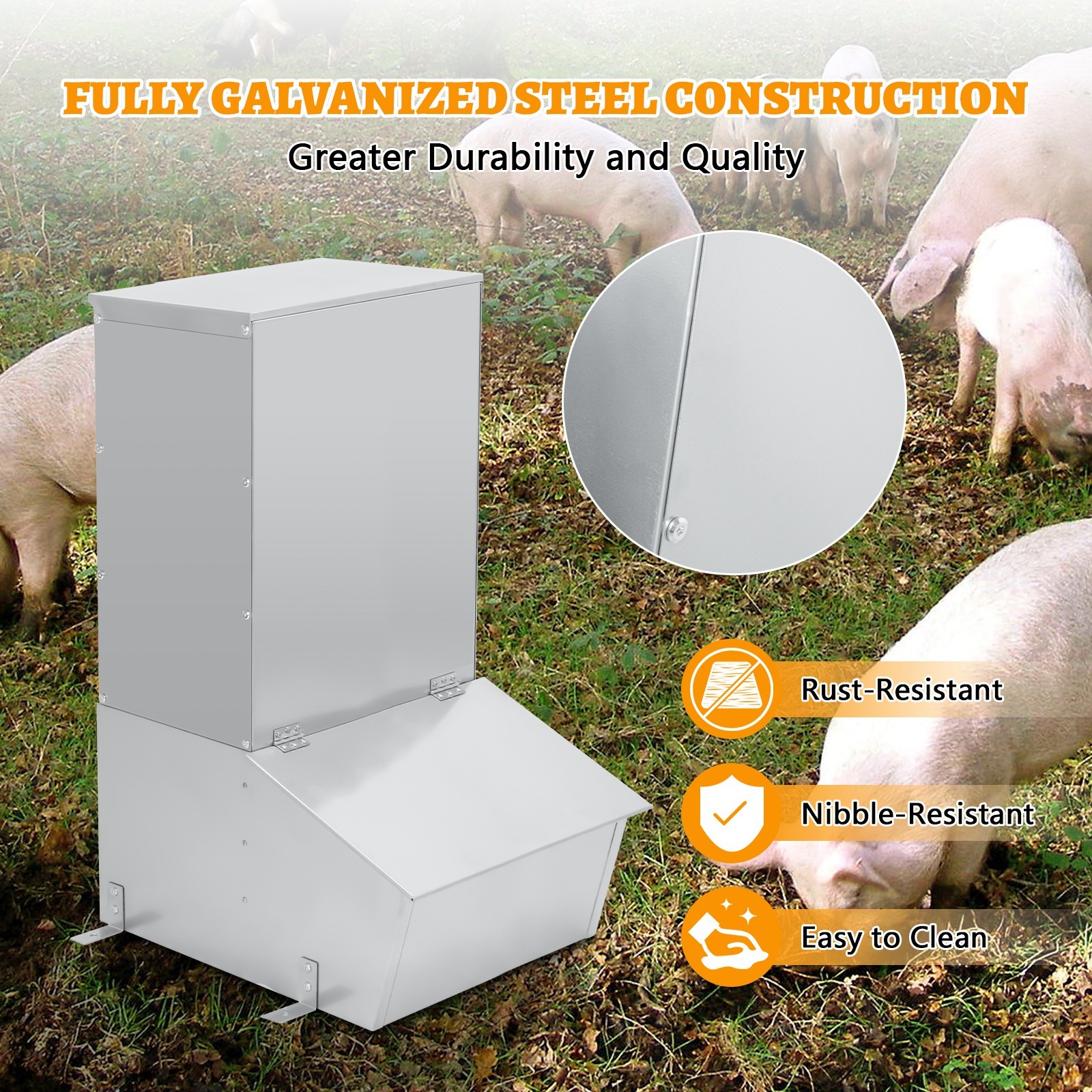 Hog Feeder,1.5 Bushel Single Door Automatic Pig Feeder,Pig Trough