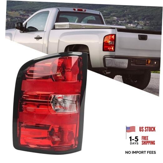 Tail light Assembly for Chevy Silverado 2007 Left (Driver Side) Black Trim