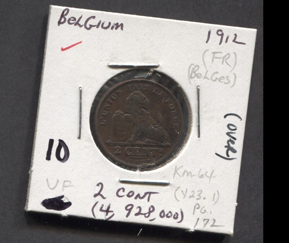 1912-Belgium-VF/ 2 Cent
