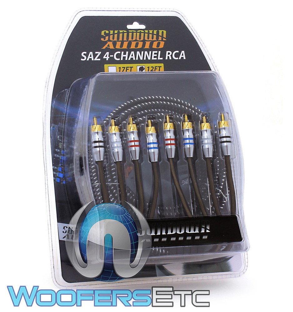 SUNDOWN AUDIO 17FT SAZ 4CHANNEL SOLID 100% OFC COPPER TWISTED RCA AMPLIFIER WIRE
